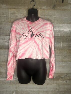 Baby Phat Pink Y2K 2000s vintage tie-Dye Cropped Long Sleeve Top